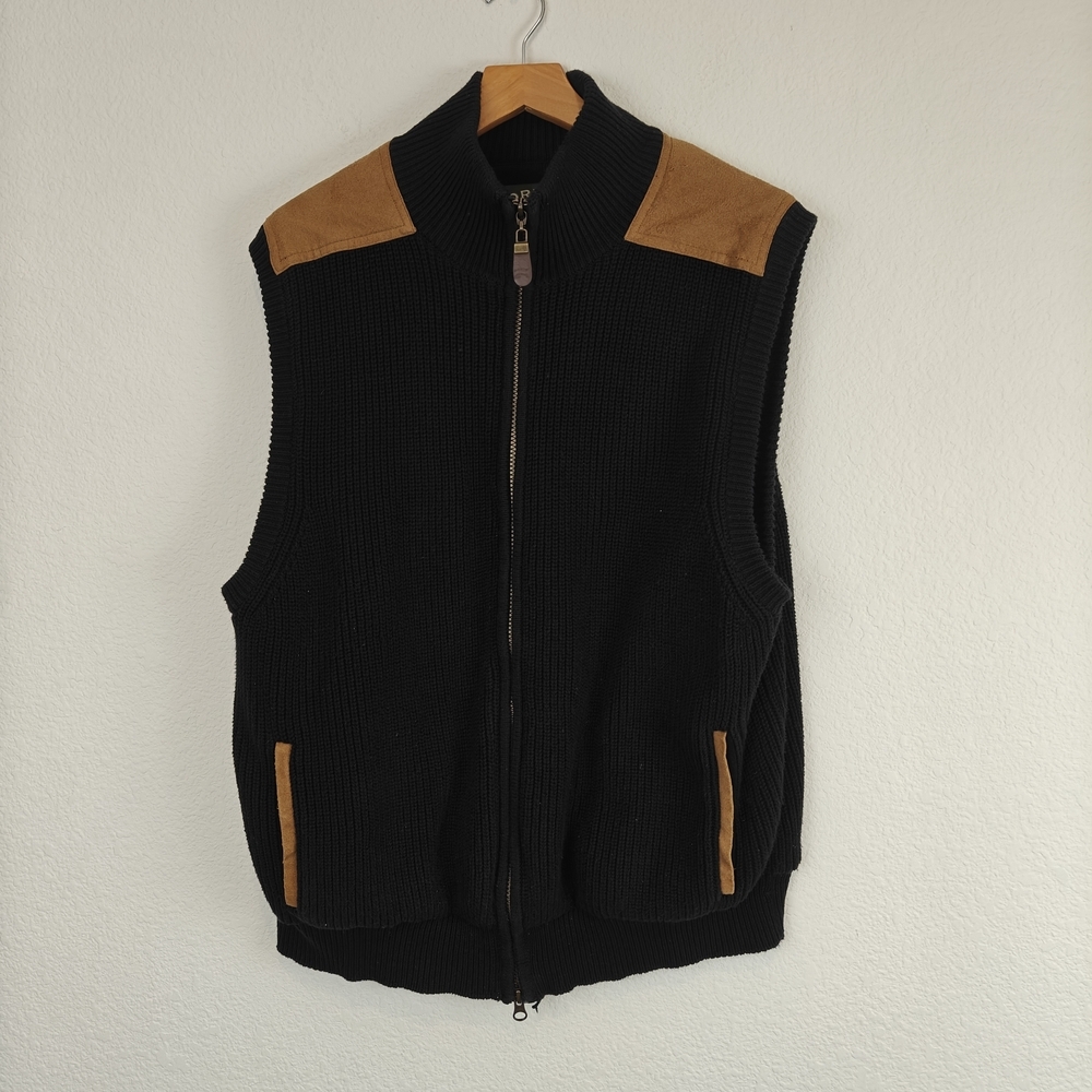 Orvis Mechanic's Foul Cotton Knit Sweater Zip Vest Classic Layering Men M